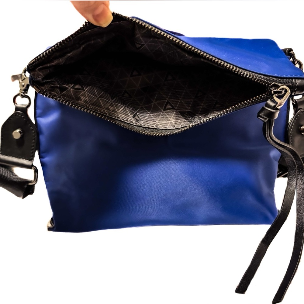 NEW - Botkier Cobalt Blue Nylon Crossbody Bag Chrome Accents & Adjustable Strap - Picture 3 of 8